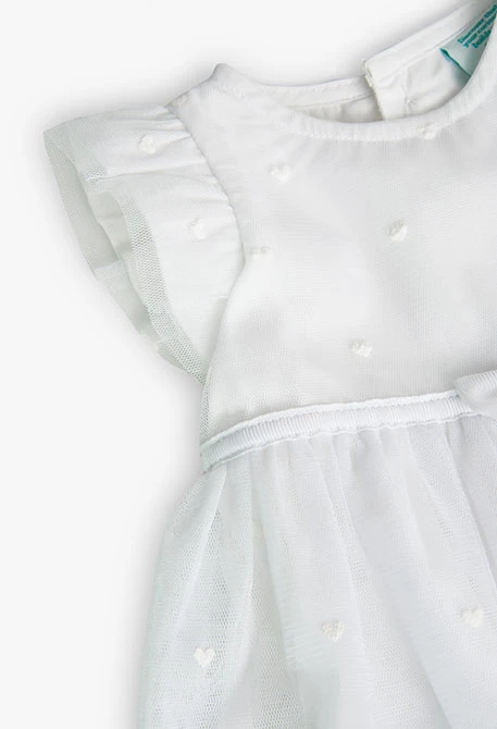 Vestito in tulle con stampa a cuori da neonata