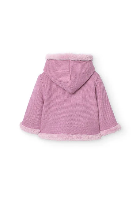 Veste réversible avec fourrure pour bébé fille en rose