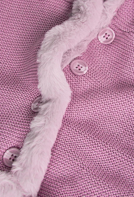 Veste réversible avec fourrure pour bébé fille en rose