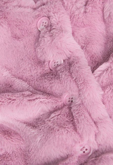 Reversible jacket with fur for baby girl in pink