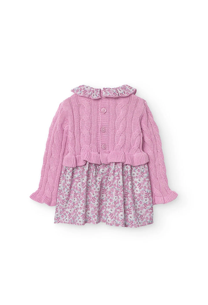 Knitted dress for baby girl in pink