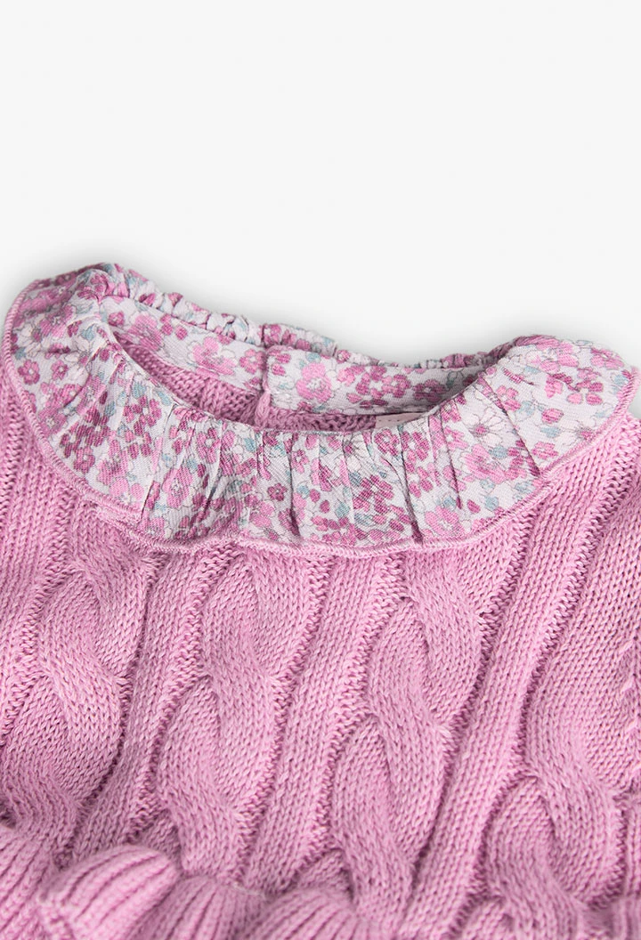 Robe en tricot pour bébé fille de couleur rose