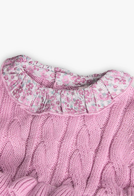 Knitted dress for baby girl in pink