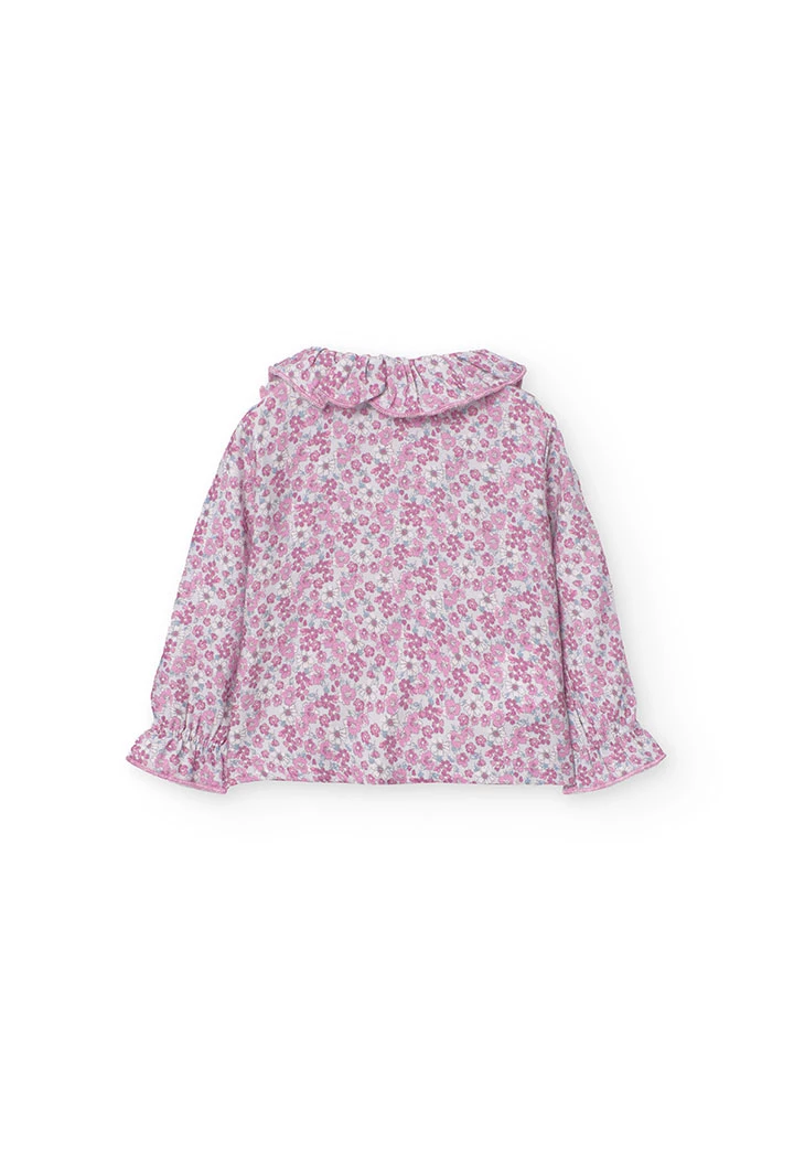 Ensemble blouse en flanelle et salopette en micro-côtelé pour bébé fille en rose