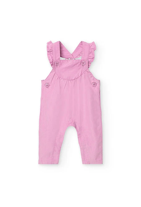 Set of viella blouse and micropana dungarees for baby girl in pink