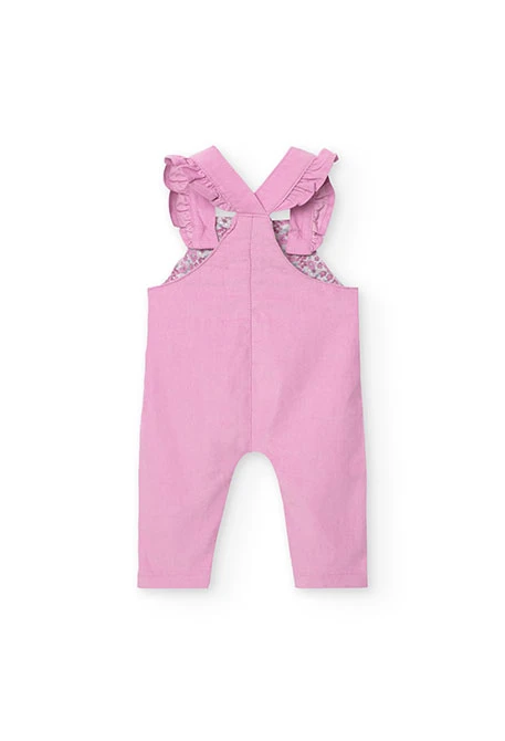 Ensemble blouse en flanelle et salopette en micro-côtelé pour bébé fille en rose