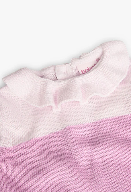 Robe en tricot pour bébé fille en tons roses