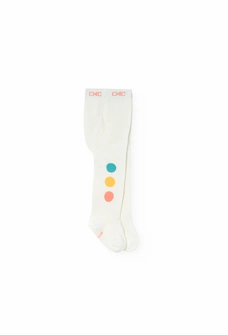 Cotton tights for baby girl in white