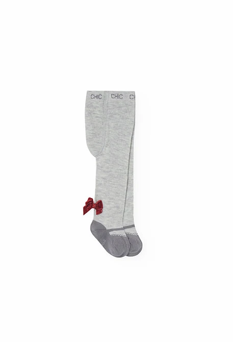 Cotton tights for baby girl in grey