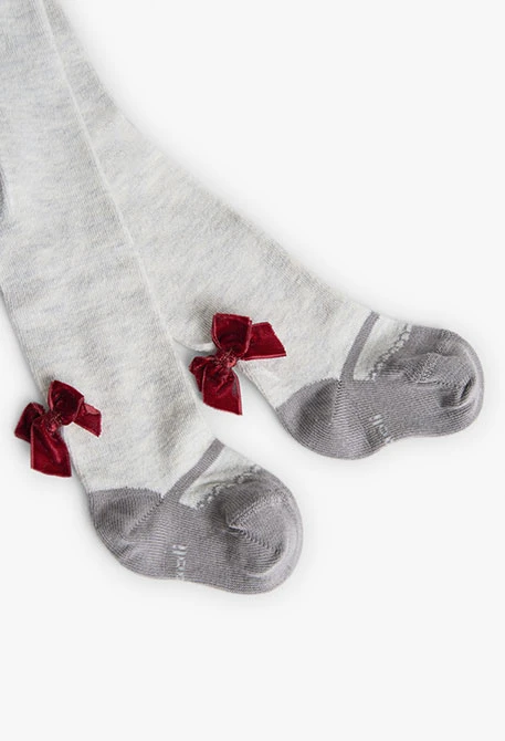 Collant en coton pour bébé fille en gris chiné