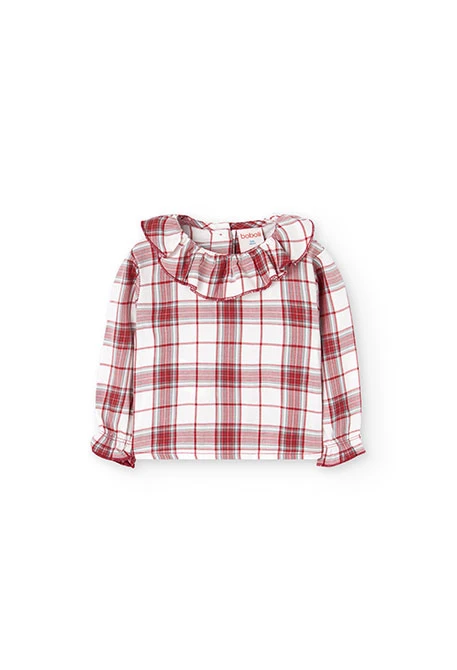 Ensemble de chemise en flanelle et jupe en velours côtelé pour bébé fille en grenat