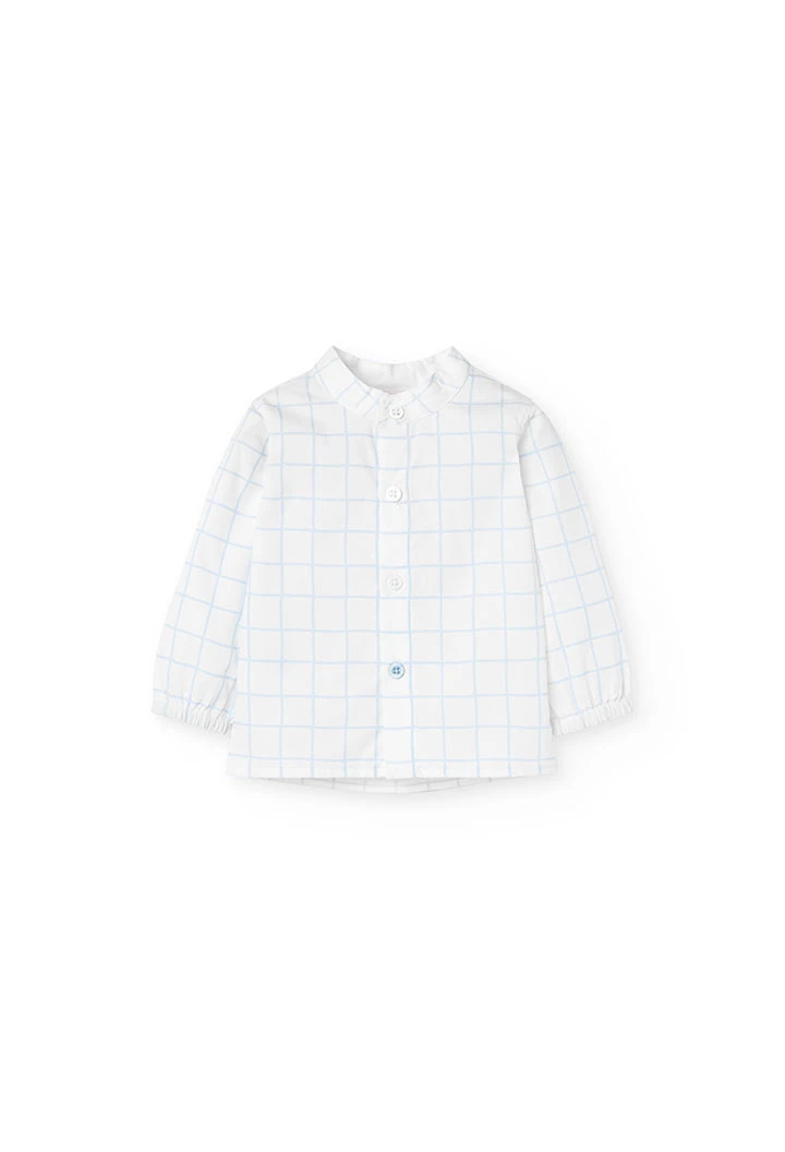 Ensemble de chemise en maille pour bébé garçon en bleu clair avec motif à carreaux.
