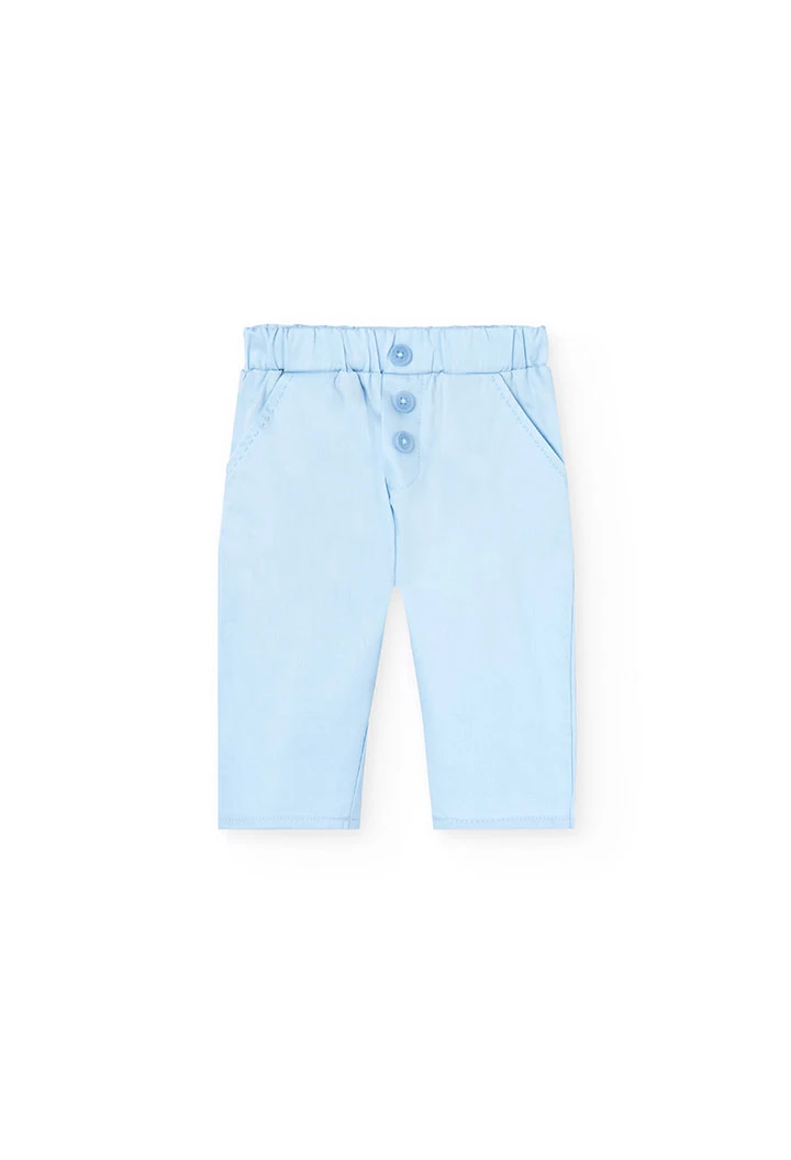 Ensemble de chemise en maille pour bébé garçon en bleu clair avec motif à carreaux.