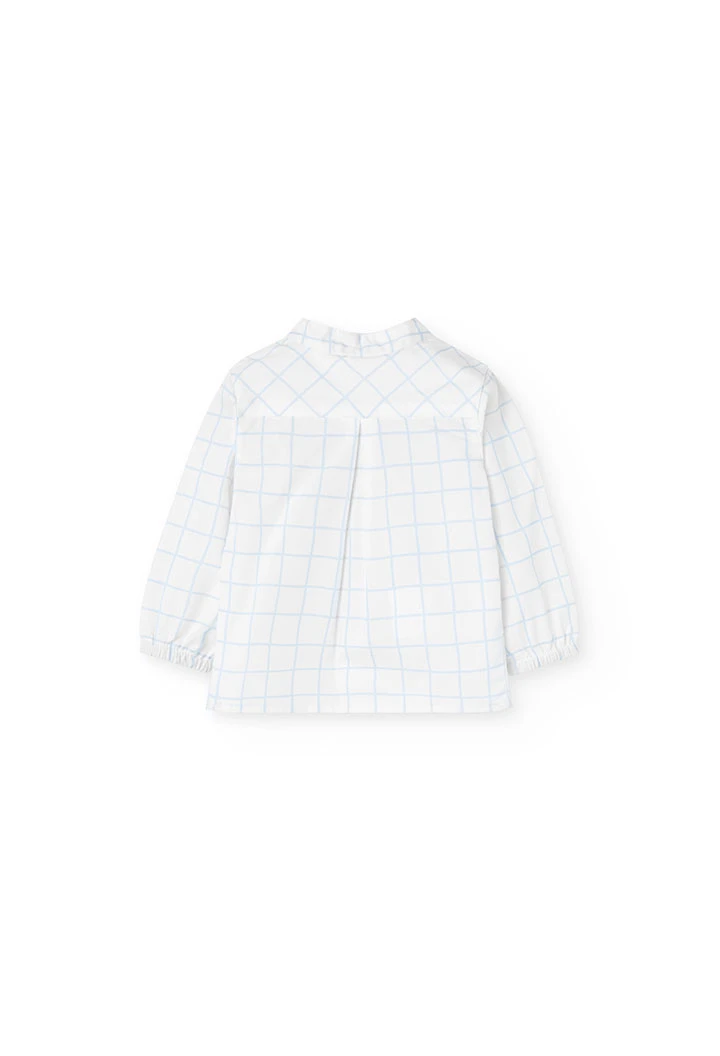 Ensemble de chemise en maille pour bébé garçon en bleu clair avec motif à carreaux.