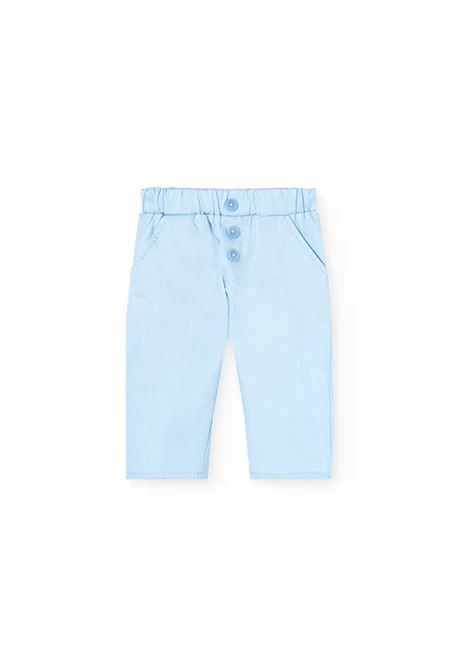 Conjunto de camisa de malha para bebé menino em azul claro com design de quadrados