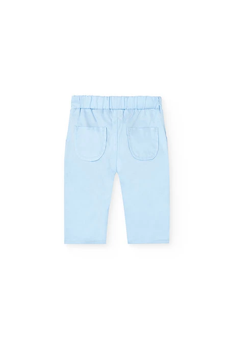 Conjunto de camisa de malha para bebé menino em azul claro com design de quadrados