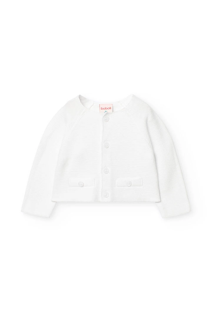 Veste en tricot pour bébé garçon de couleur blanche