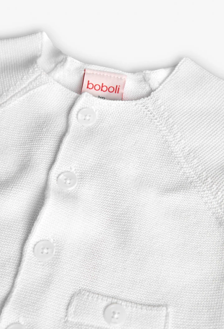 Veste en tricot pour bébé garçon de couleur blanche