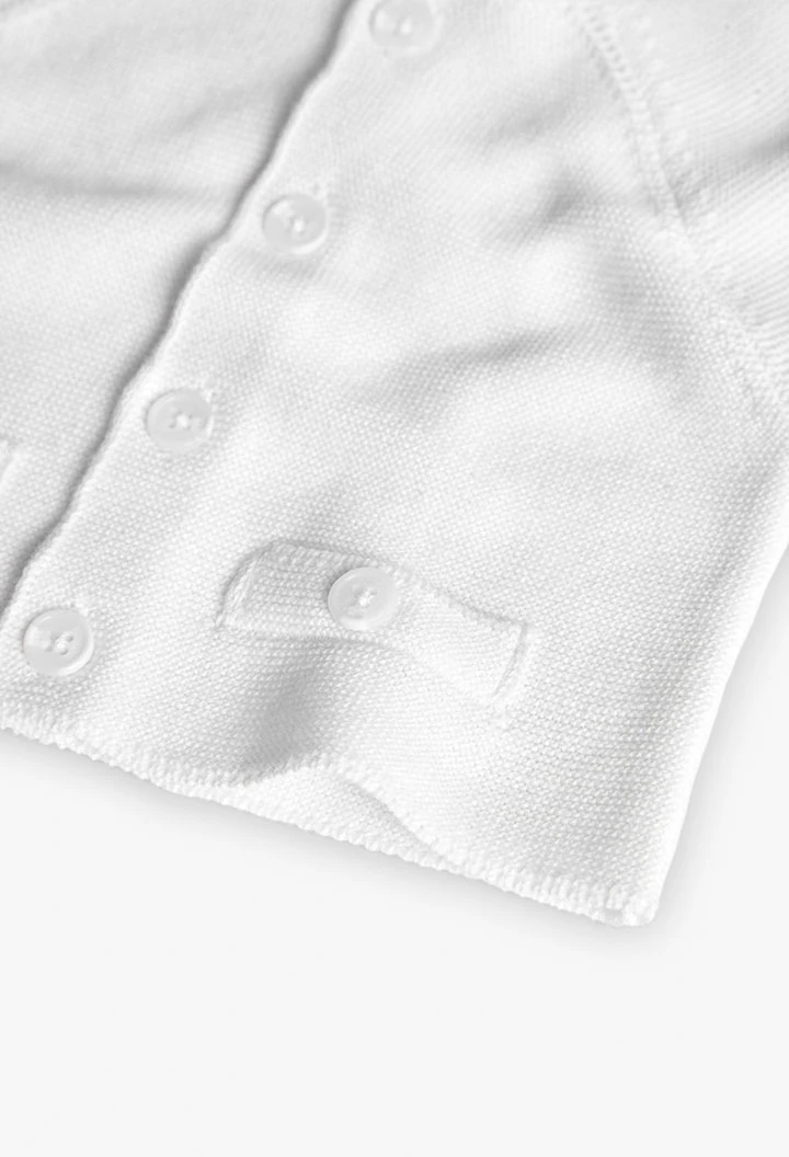 Veste en tricot pour bébé garçon de couleur blanche