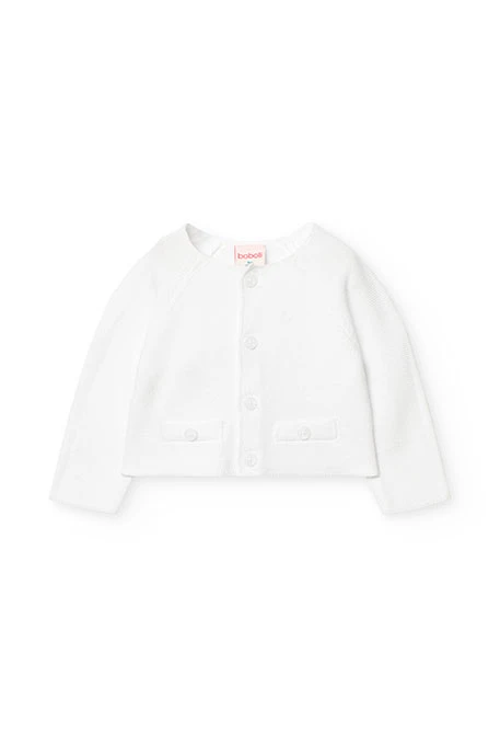 Veste en tricot pour bébé garçon de couleur blanche