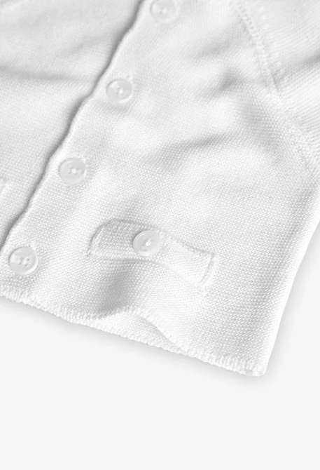 Veste en tricot pour bébé garçon de couleur blanche