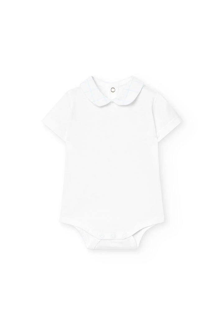 Ensemble pour bébé garçon en tricot de couleur blanche avec motif à carreaux