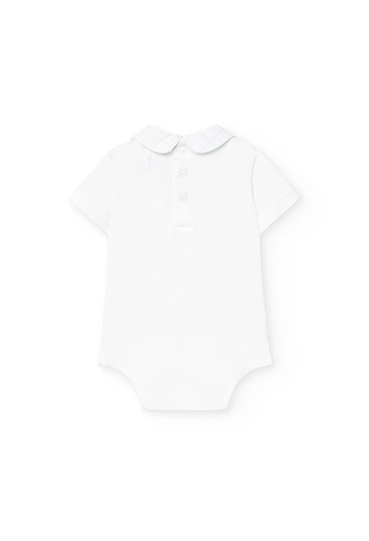 Ensemble pour bébé garçon en tricot de couleur blanche avec motif à carreaux