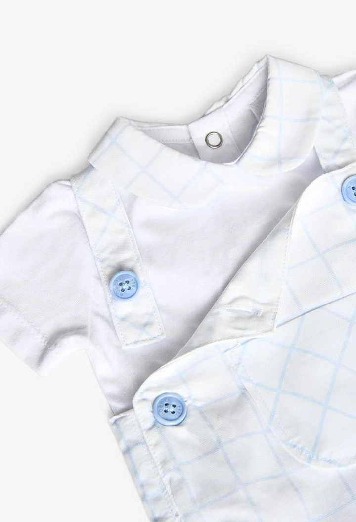 Ensemble pour bébé garçon en tricot de couleur blanche avec motif à carreaux