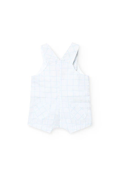 Conjunto de bebé menino de malha em cor branca com estampado de xadrez.