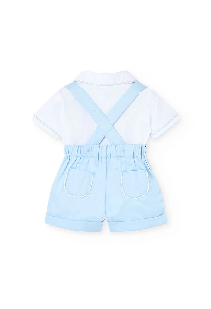 Set di maglietta e pantaloncini in maglia per neonato di colore blu.