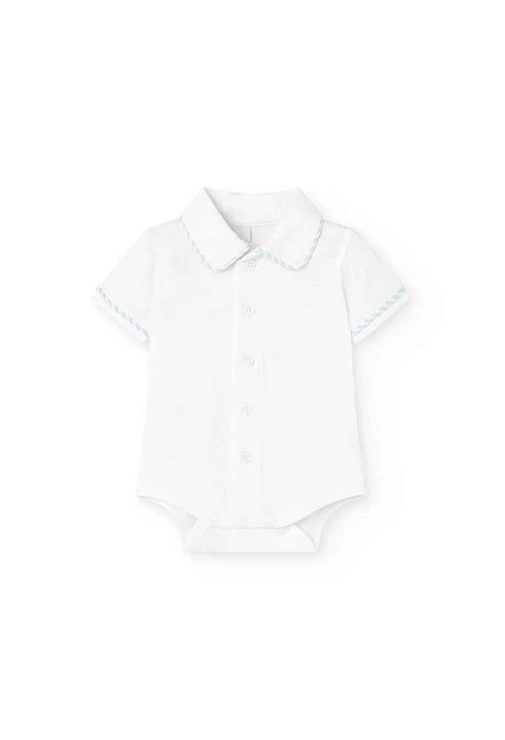 Set di maglietta e pantaloncini in maglia per neonato di colore blu.