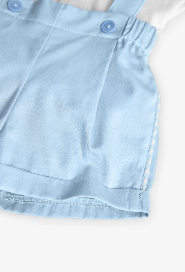 Set di maglietta e pantaloncini in maglia per neonato di colore blu.