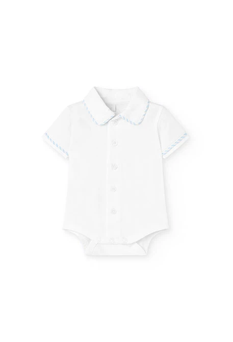 Ensemble de t-shirt et short en tricot pour bébé garçon en couleur bleue.