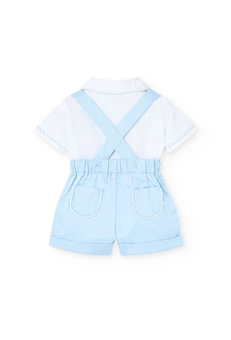 Ensemble de t-shirt et short en tricot pour bébé garçon en couleur bleue.