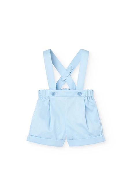 Ensemble de t-shirt et short en tricot pour bébé garçon en couleur bleue.