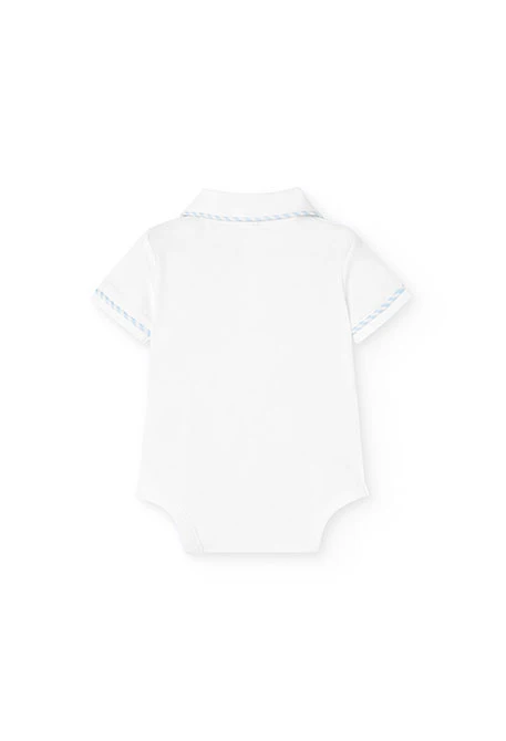Ensemble de t-shirt et short en tricot pour bébé garçon en couleur bleue.