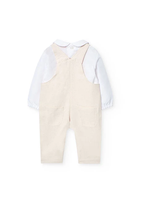 Conjunto de linho de malha para bebé menino em cor bege