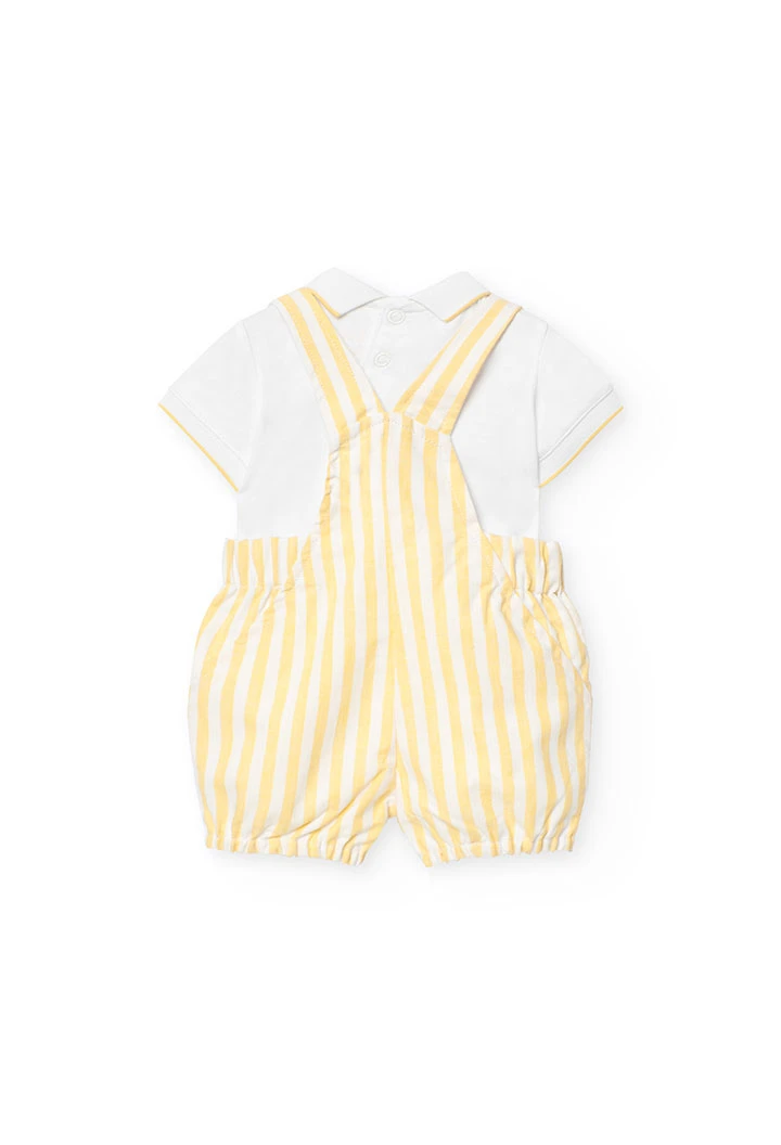 Completo a maglia per bambino nei colori giallo e bianco.