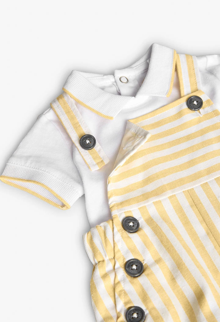 Ensemble en maille pour bébé garçon en jaune et blanc