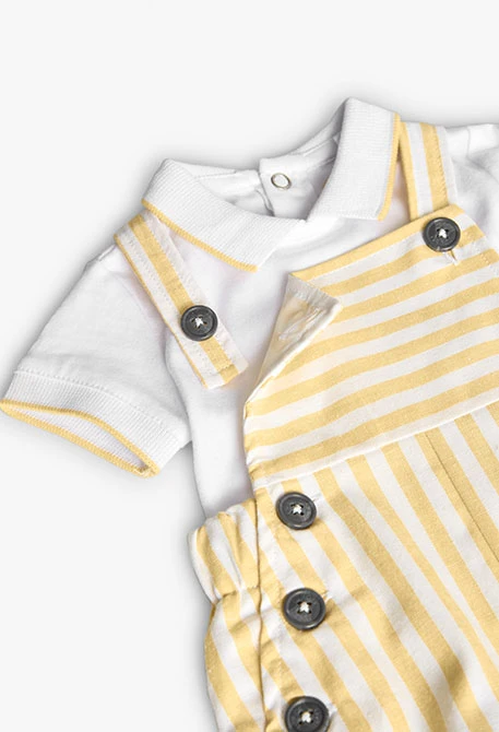 Ensemble en maille pour bébé garçon en jaune et blanc