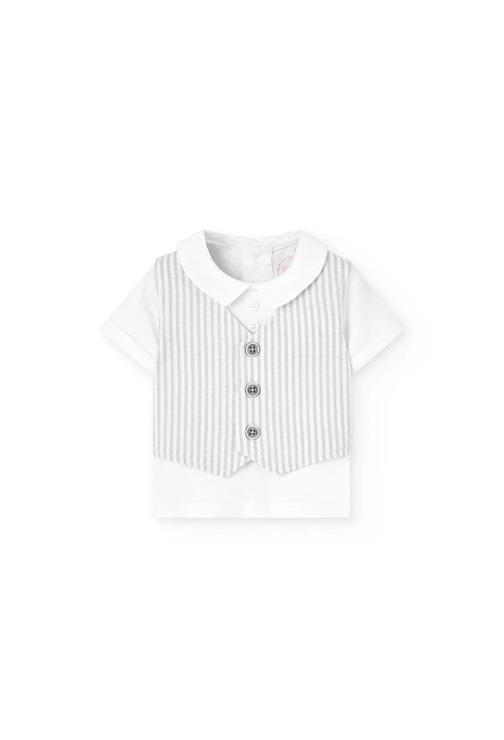 Ensemble en popeline pour bébé garçon en couleur gris ligné