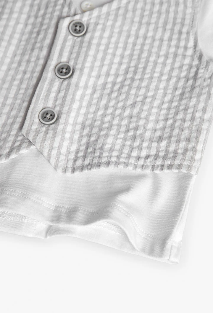 Ensemble en popeline pour bébé garçon en couleur gris ligné
