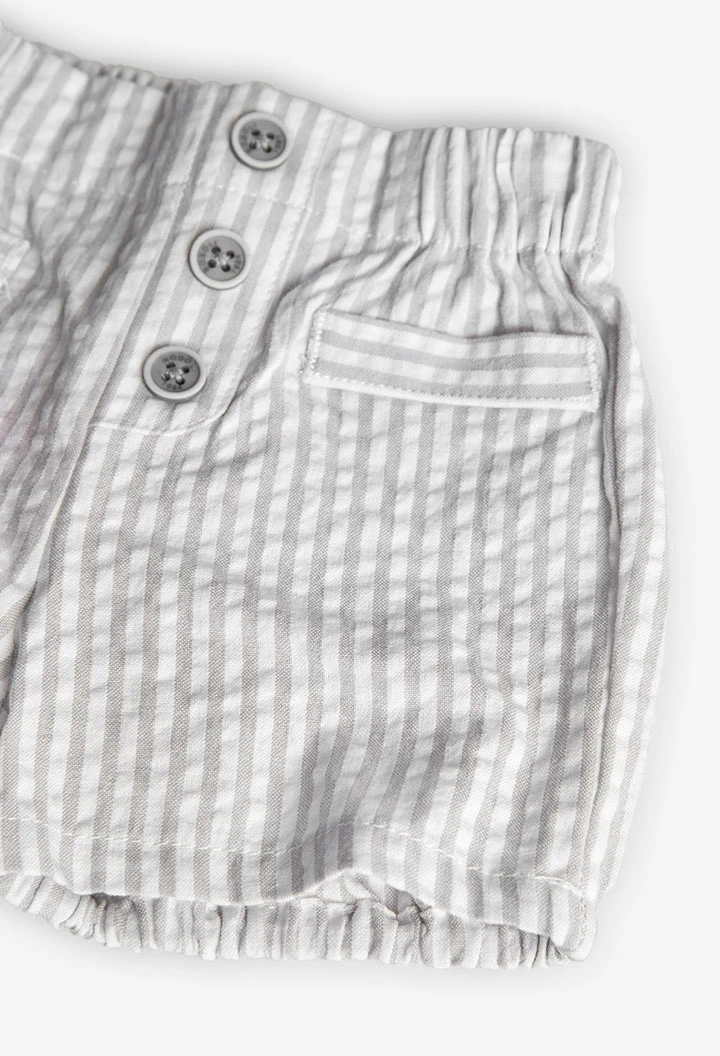 Ensemble en popeline pour bébé garçon en couleur gris ligné