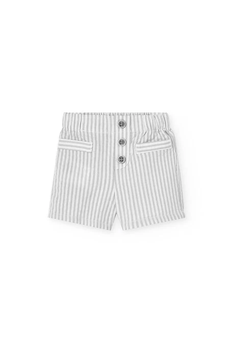 Conjunto de popelina para bebé menino em cinzento listado