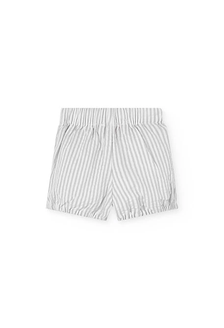 Conjunto de popelina para bebé menino em cinzento listado