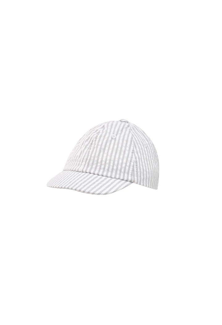 Casquette en popeline pour bébé garçon en gris rayé
