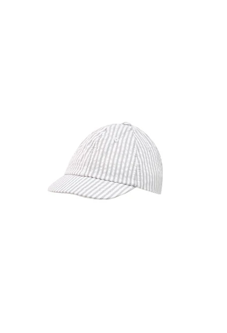 Casquette en popeline pour bébé garçon en gris rayé