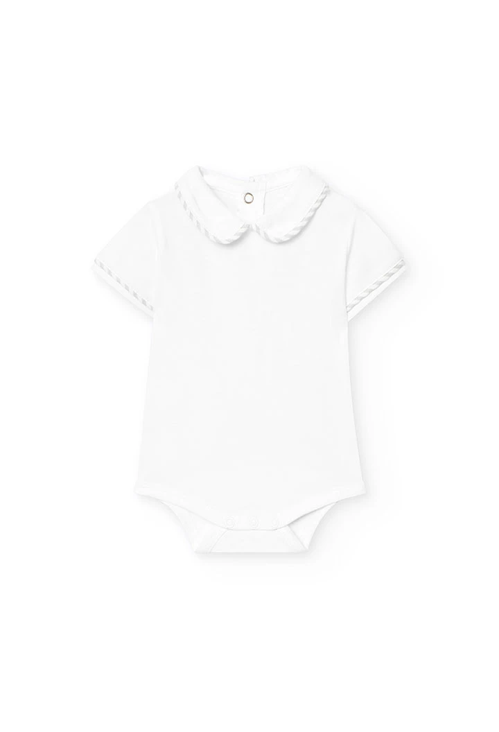 Conjunto combinado de malha para bebé menino com riscas em cinza