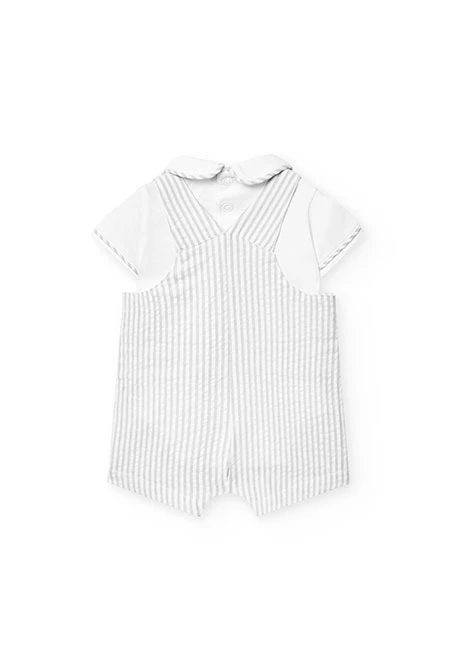 Ensemble assorti en tricot pour bébé garçon avec des rayures en gris