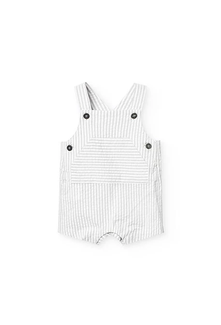 Conjunto combinado de malha para bebé menino com riscas em cinza